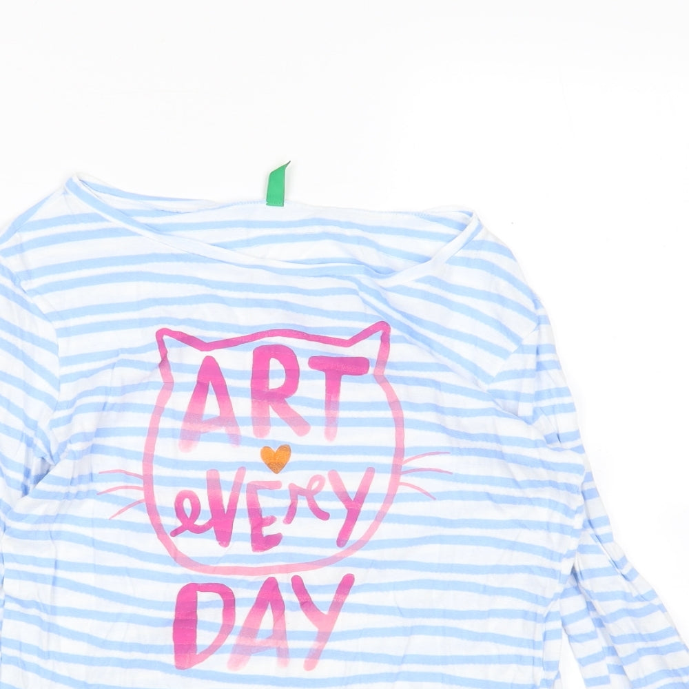 United Colors of Benetton Girls Multicoloured Striped Cotton T-Shirt Dress  Size 13-14 Years  Round Neck