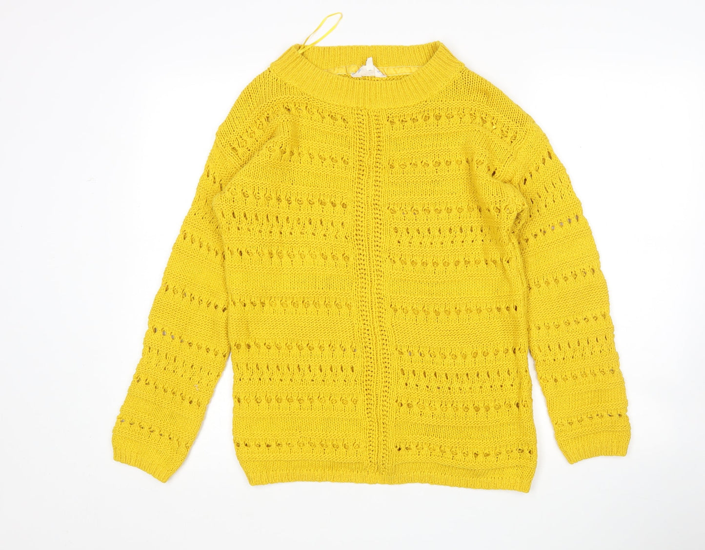 Matalan Womens Yellow Round Neck  Cotton Pullover Jumper Size M