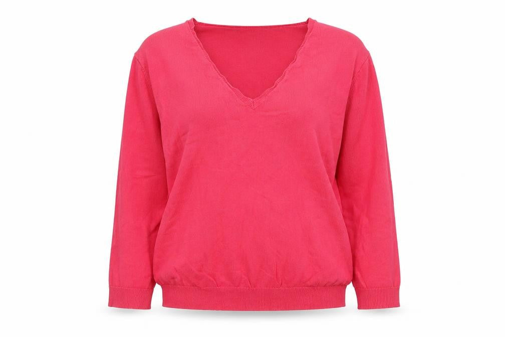 M&S Womens Pink V-Neck  Viscose Pullover Jumper Size 12