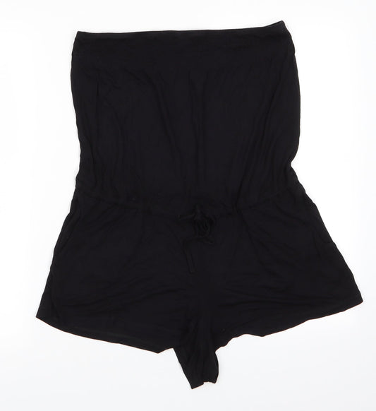 Resort Womens Black  Viscose Playsuit One-Piece Size 12   - Shorts Playsuit Drawstring waist