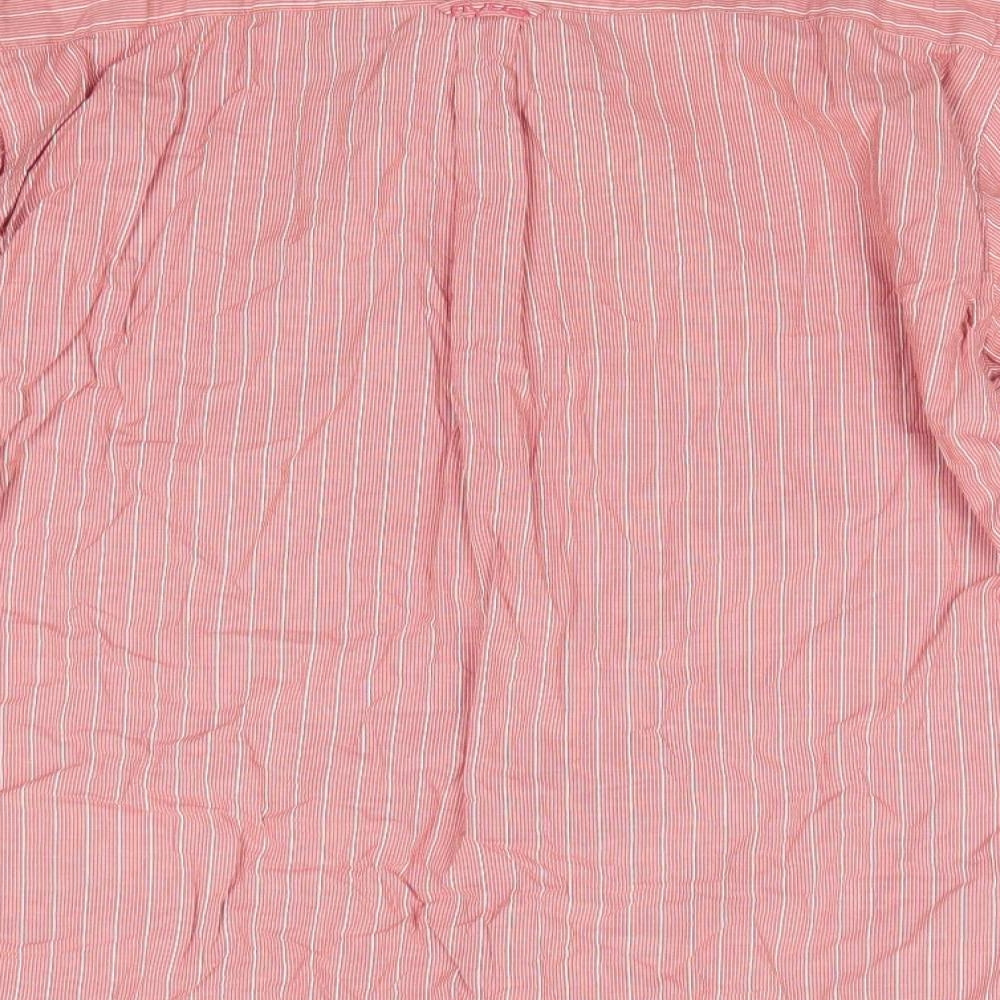 Maine Mens Orange Striped Cotton  Button-Up Size M Collared  - Terracotta