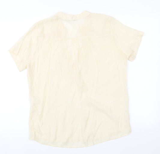 Preworn Womens Beige  Viscose Basic Blouse Size M Round Neck