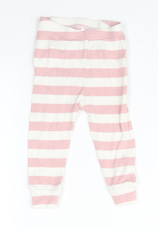 Gap Baby White Striped Cotton Jogger Trousers Size 12-18 Months
