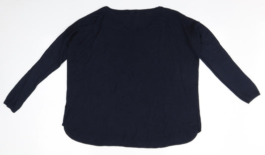 H&M Womens Blue  Acrylic Basic T-Shirt Size L Round Neck