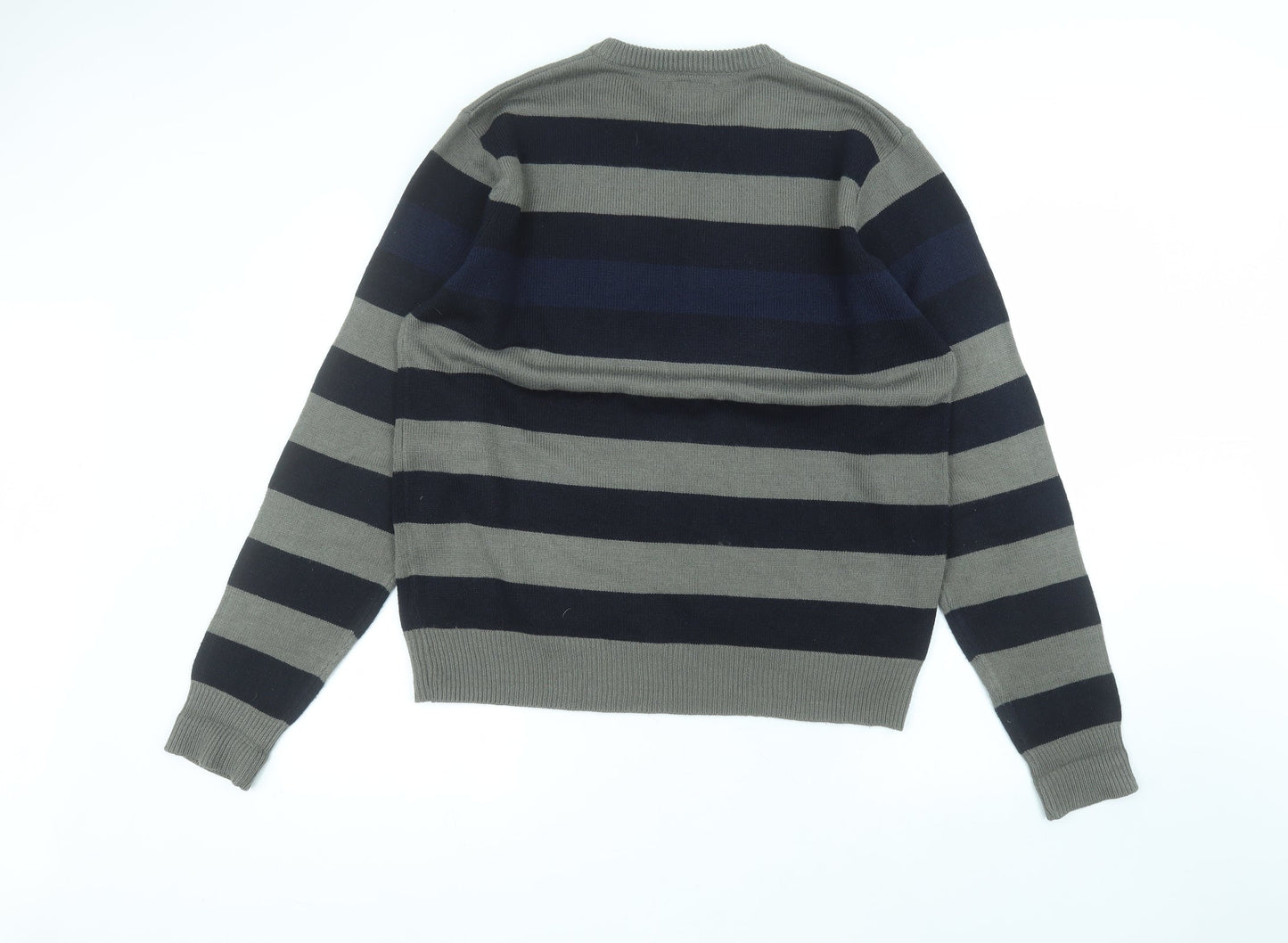 Kensington Womens Grey Roll Neck Striped Acrylic Pullover Jumper Size XL