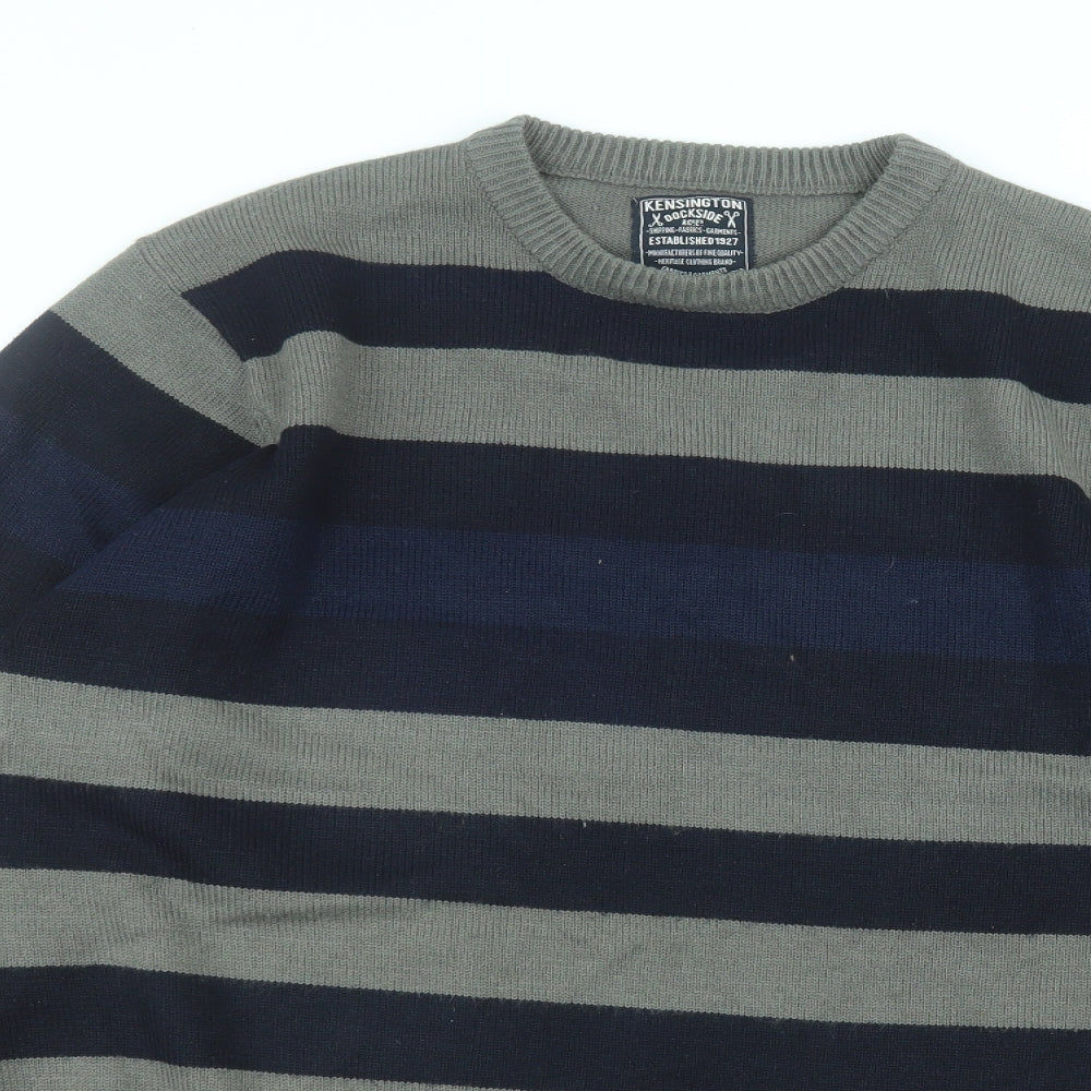 Kensington Womens Grey Roll Neck Striped Acrylic Pullover Jumper Size XL