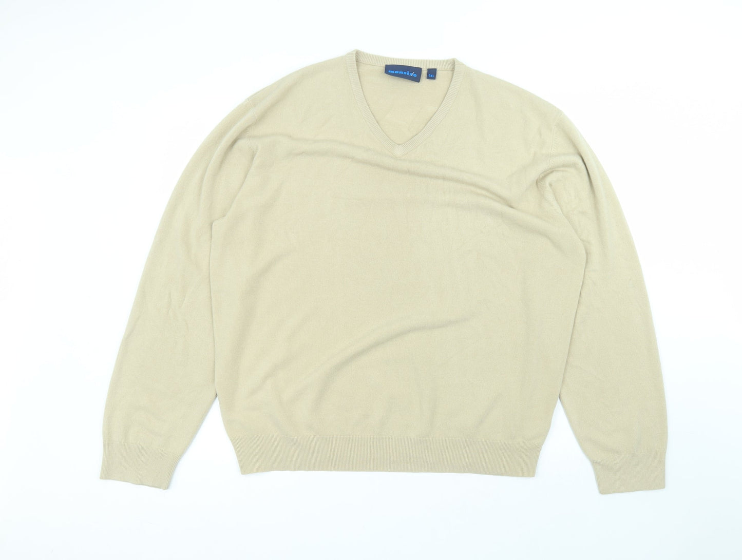mansize Womens Brown V-Neck  Acrylic Pullover Jumper Size 2XL