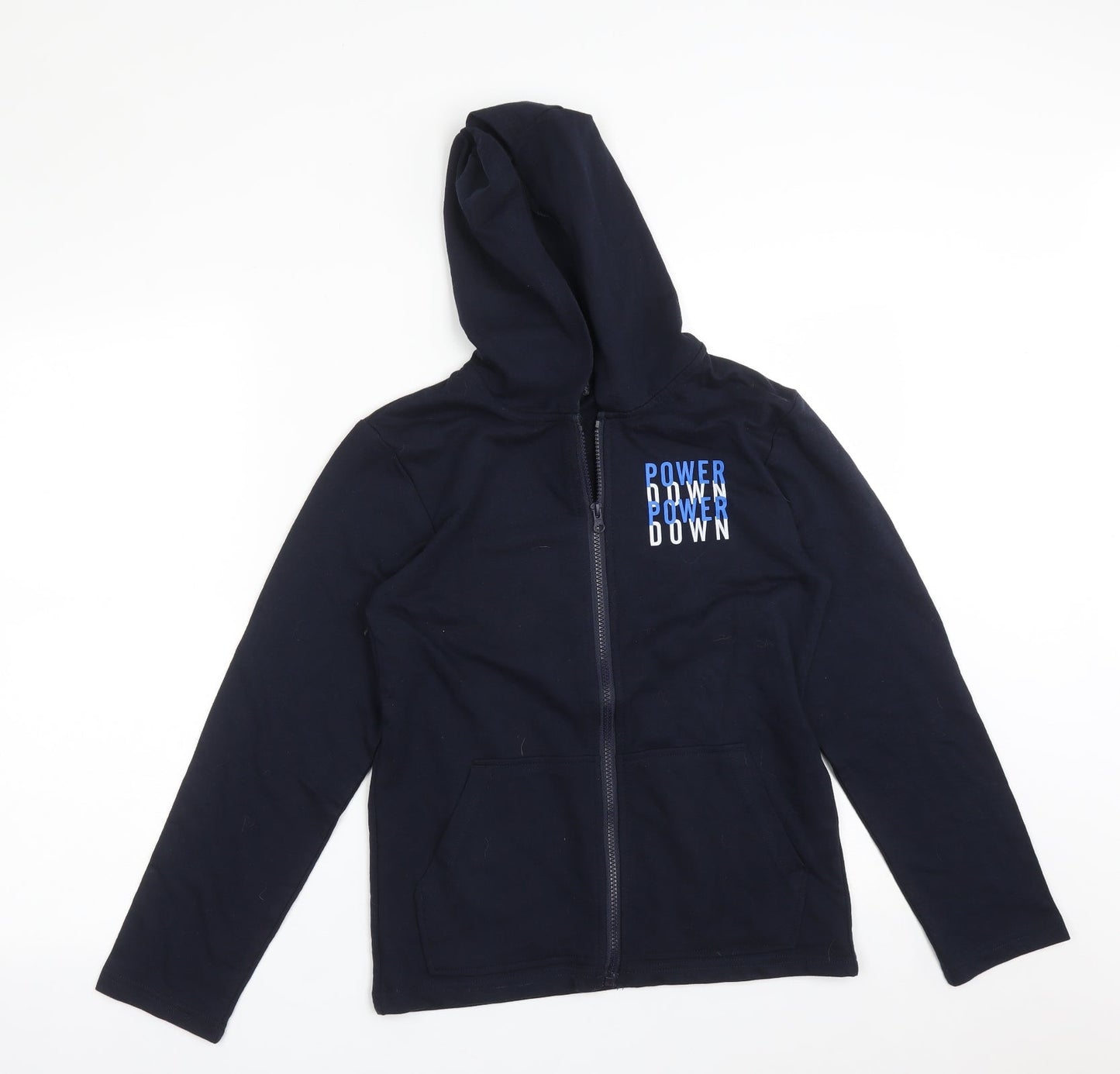 Studio Boys Blue  Cotton Full Zip Hoodie Size 10-11 Years   - POWER DOWN
