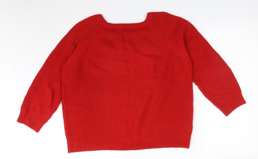 TRU Womens Red  Acrylic Pullover Sweatshirt Size L
