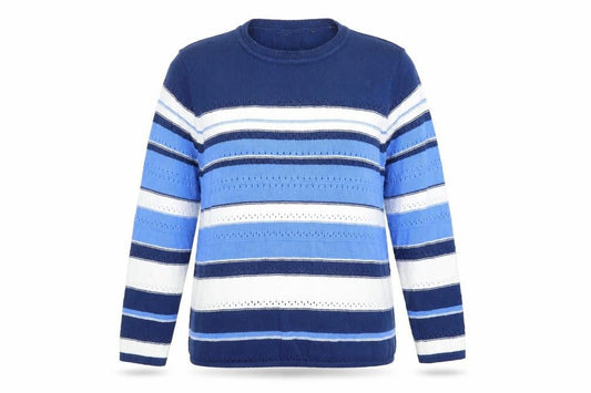 Preworn Womens Multicoloured Striped Cotton Pullover Sweatshirt Size L