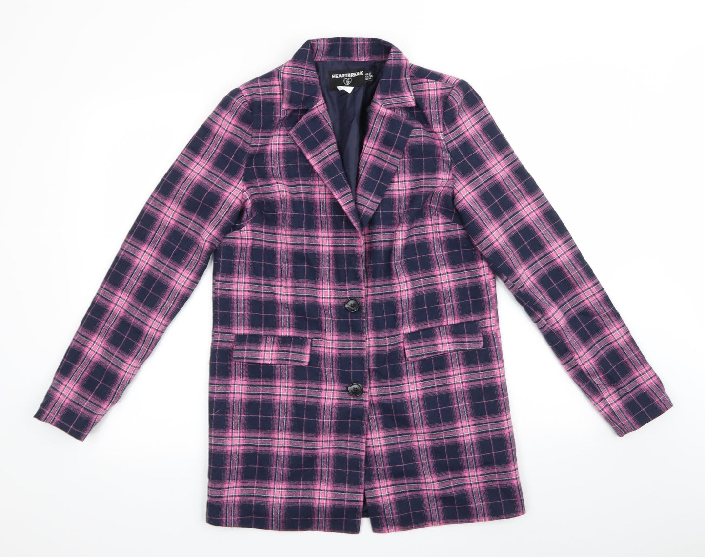 Heartbreak Womens Blue Check  Jacket  Size 8   - Navy & Pink