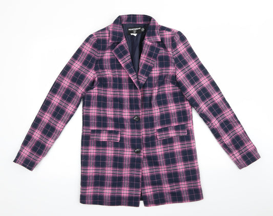Heartbreak Womens Blue Check  Jacket  Size 8   - Navy & Pink