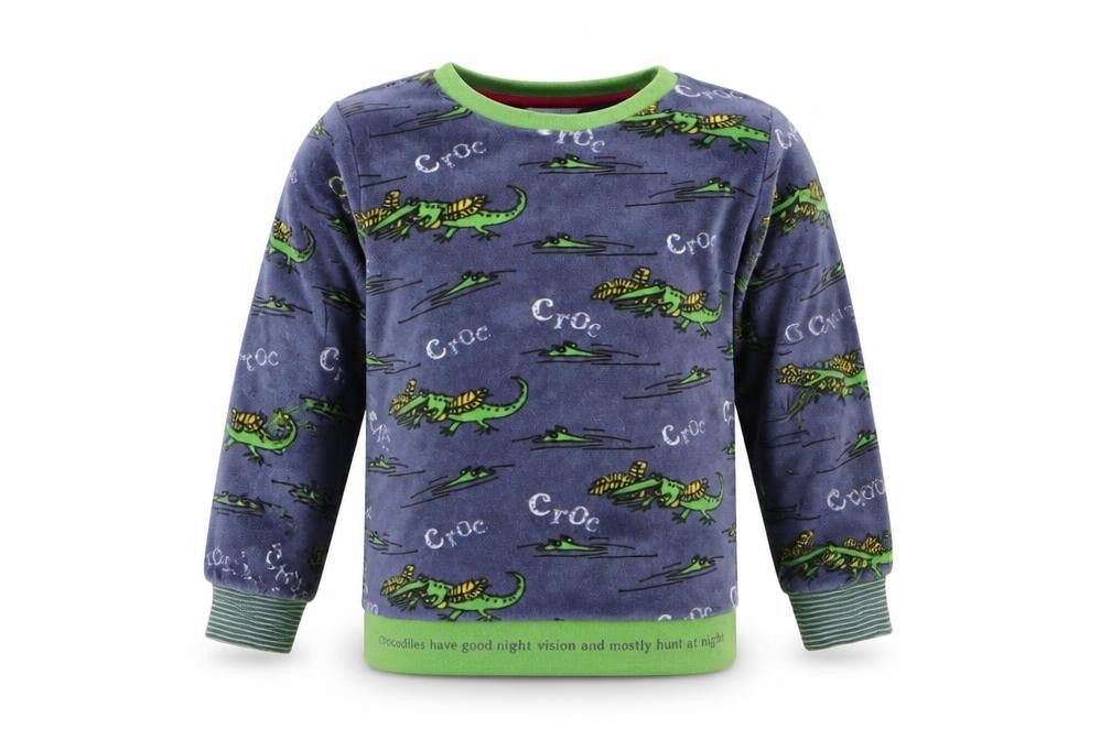 Marks and Spencer Boys Blue Animal Print Polyester  Pyjama Top Size 18-24 Months   - Crocodile print