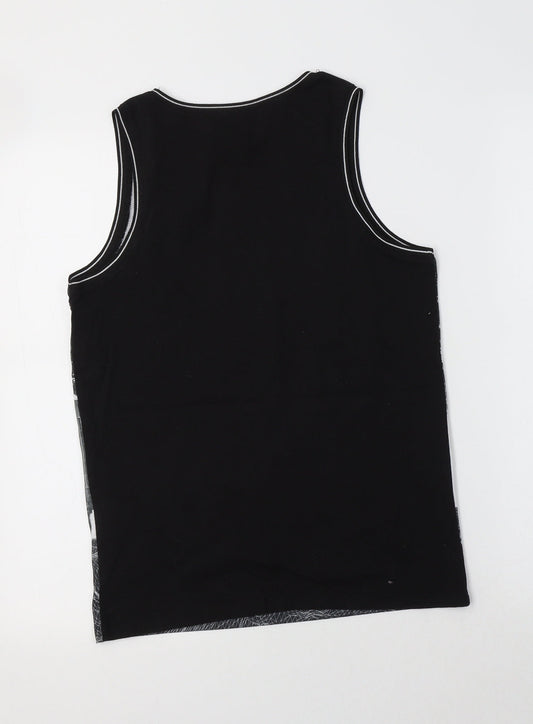 River Island Girls Black  Cotton Basic Tank Size 11-12 Years Crew Neck  - NYC