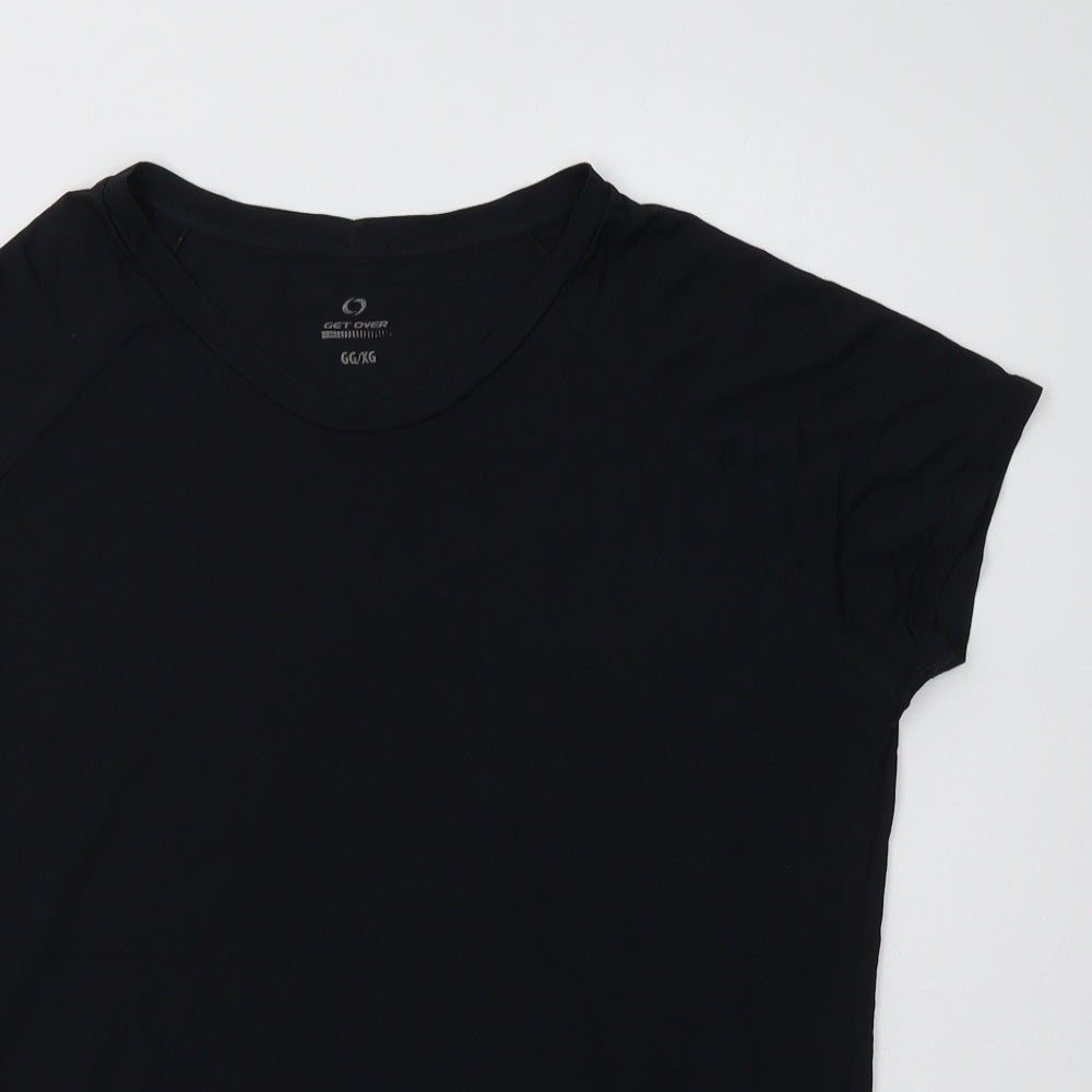 Get Over Womens Black   Basic T-Shirt Size L Crew Neck