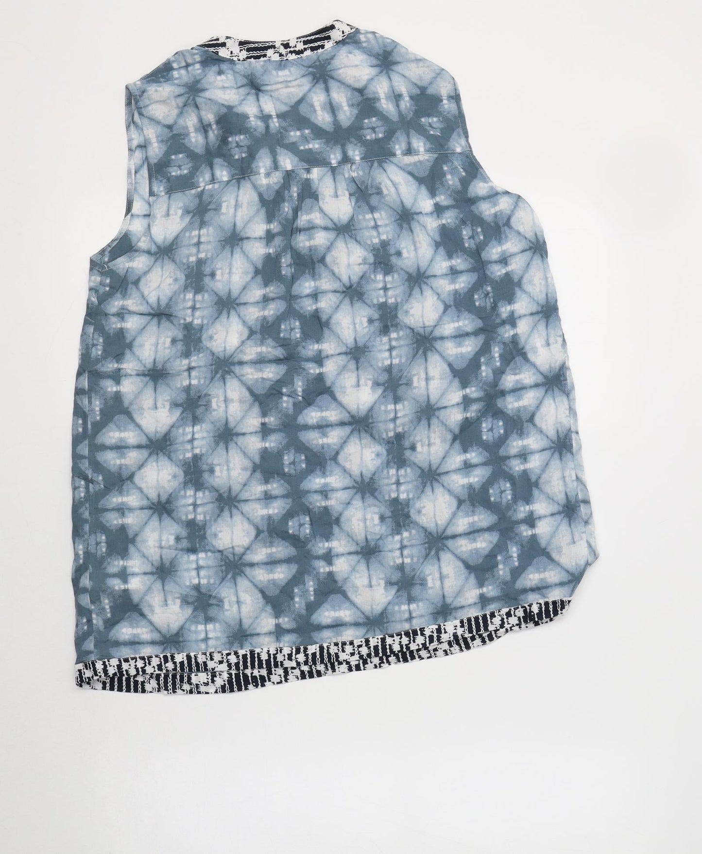 NEXT Womens Blue Geometric Viscose Basic Tank Size 10 V-Neck