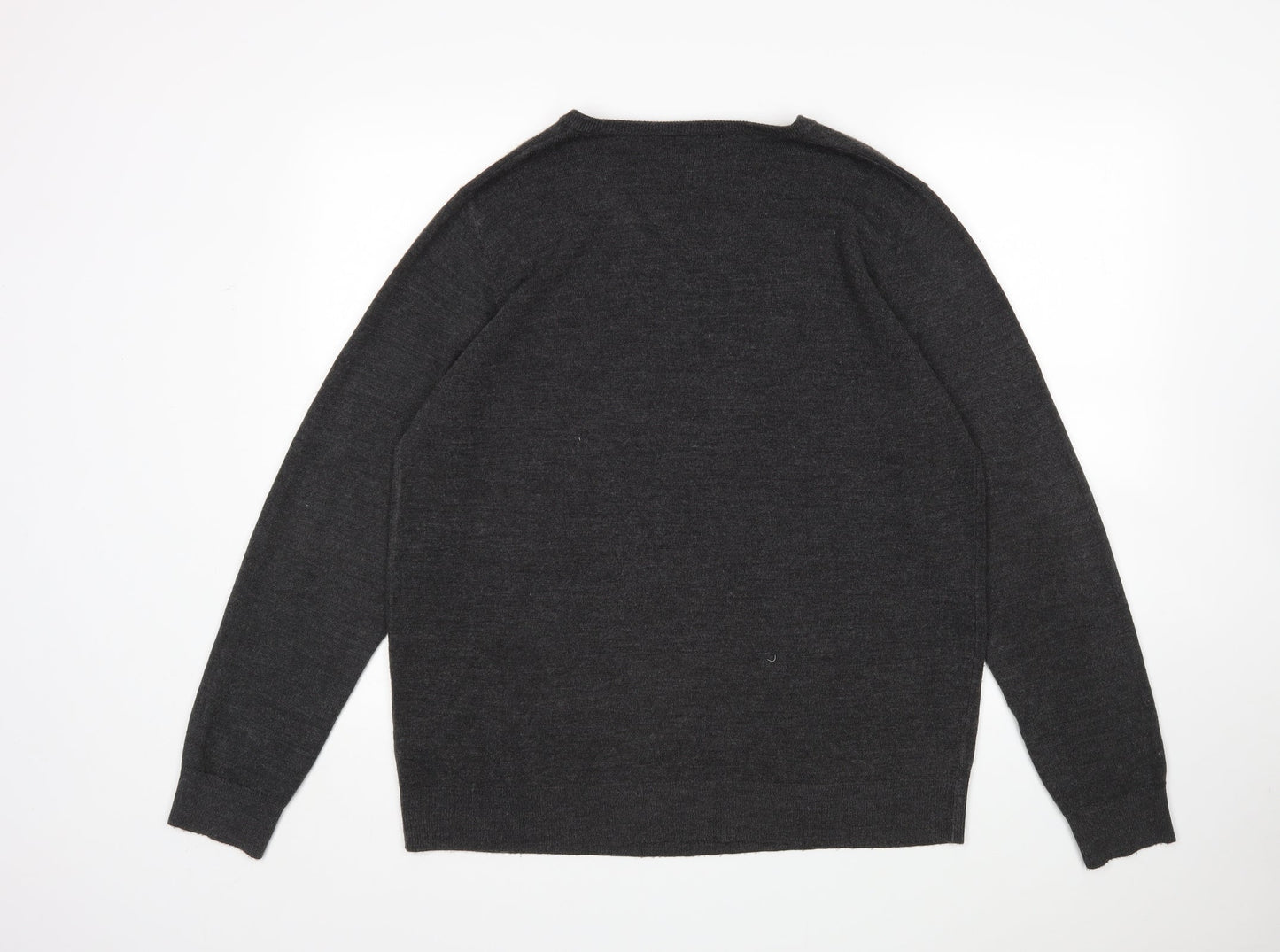 Cedar Wood State Mens Grey V-Neck  Acrylic Pullover Jumper Size XL