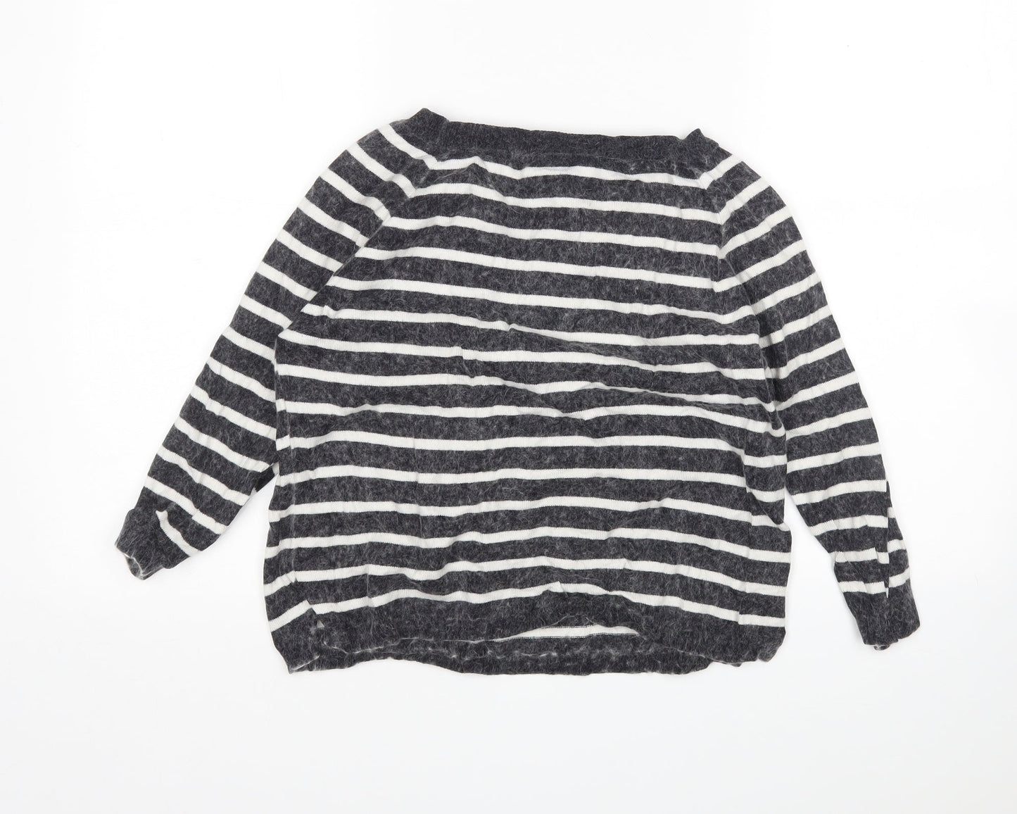 Topshop Womens Multicoloured Round Neck Striped Cotton Pullover Jumper Size 10