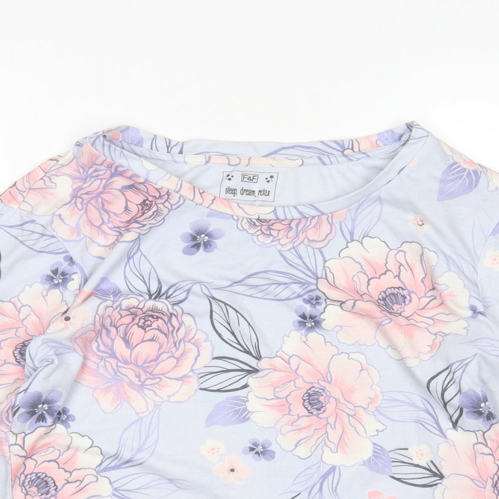 F&F Womens Multicoloured Floral Polyester Top Pyjama Top Size 8
