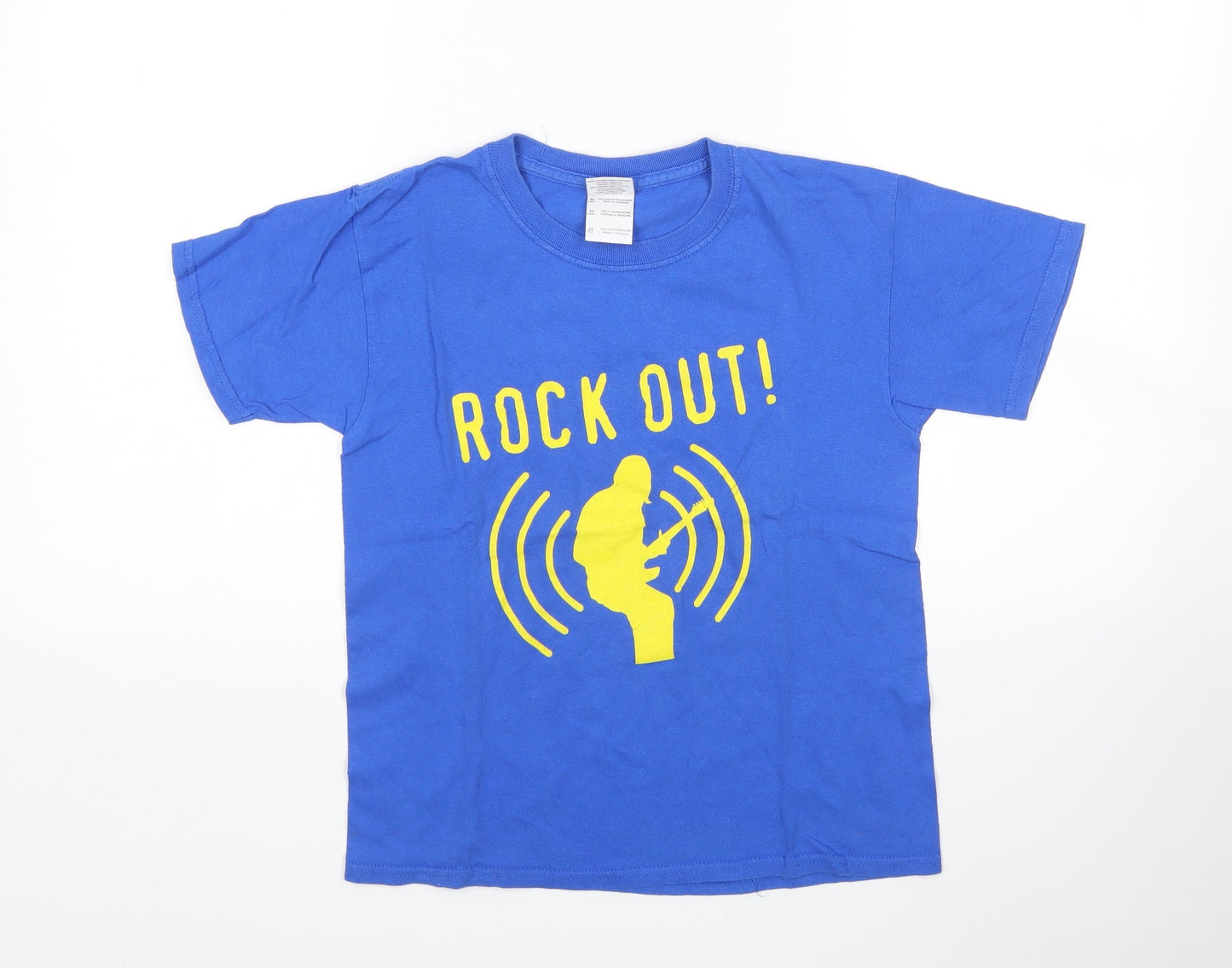 Gildan Boys Blue  Cotton Basic T-Shirt Size M Round Neck