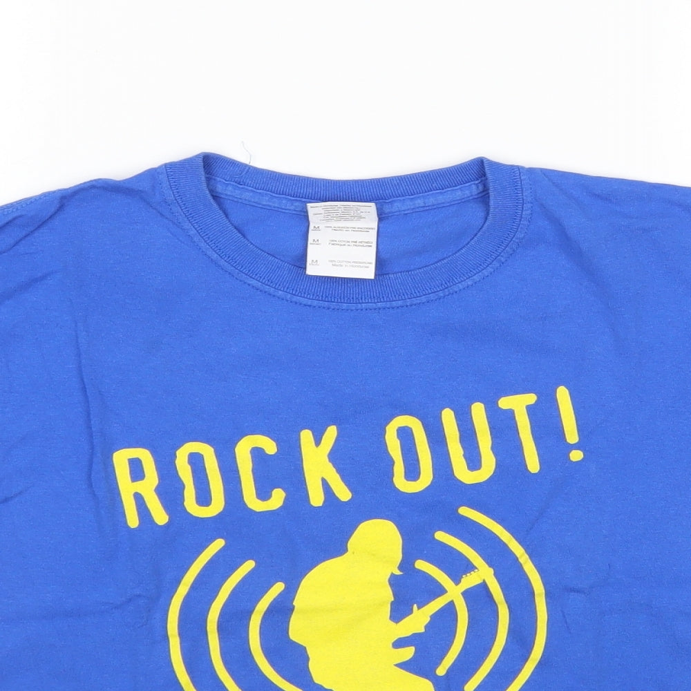 Gildan Boys Blue  Cotton Basic T-Shirt Size M Round Neck