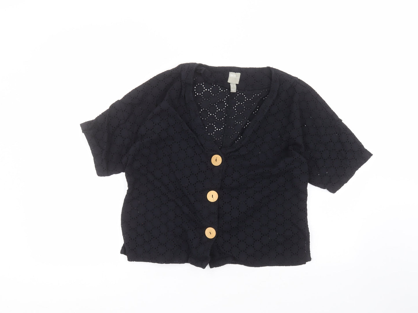 ASOS Womens Black V-Neck  Cotton Cardigan Jumper Size 8