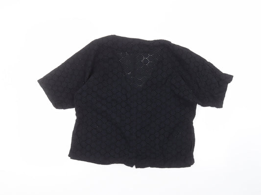 ASOS Womens Black V-Neck  Cotton Cardigan Jumper Size 8