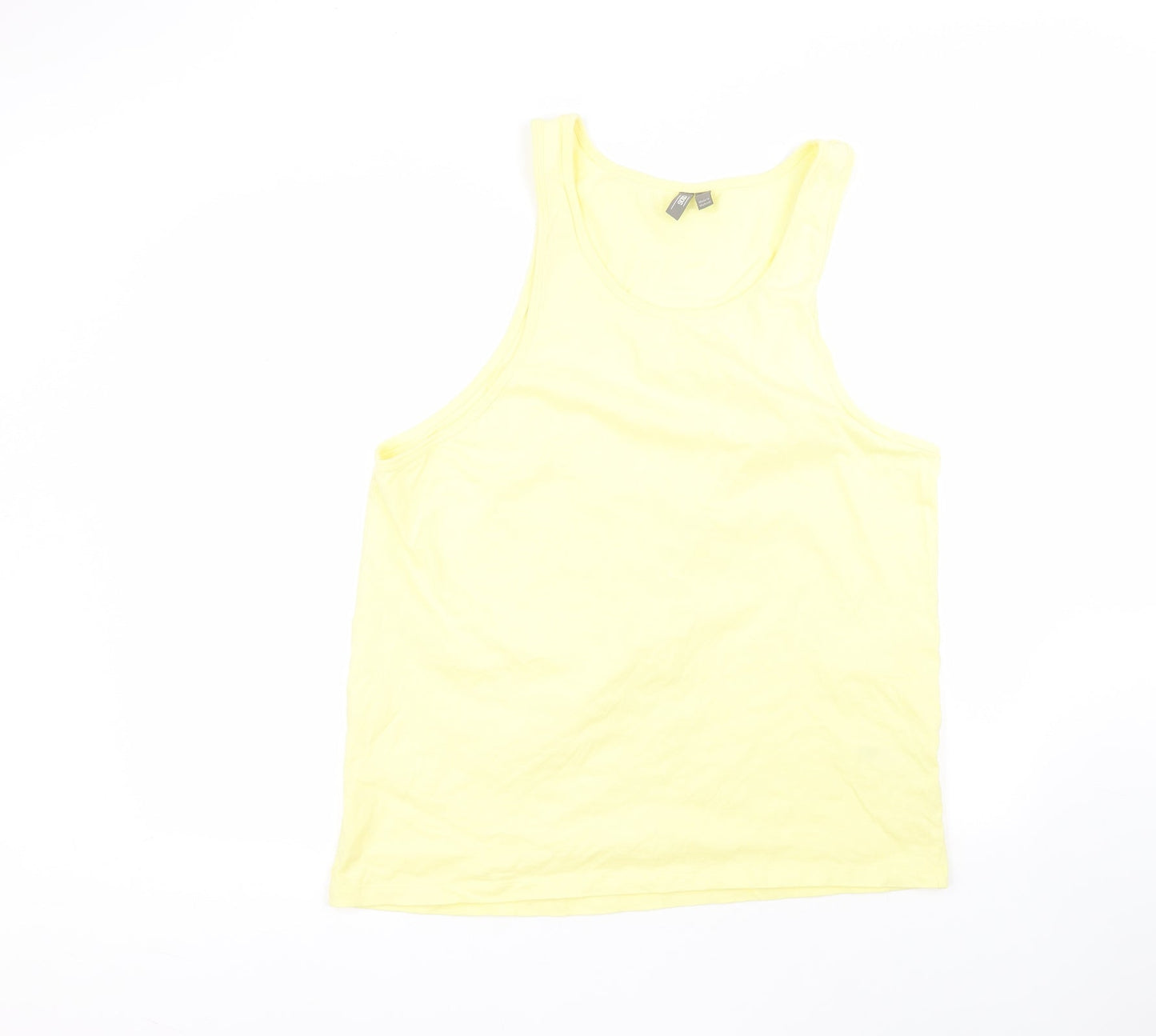 ASOS Womens Yellow  Cotton Basic Tank Size L Round Neck