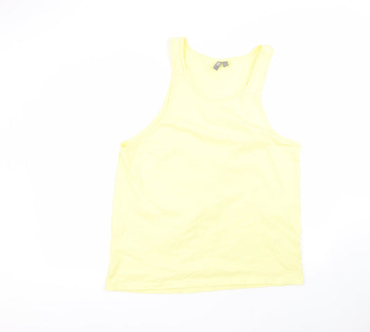 ASOS Womens Yellow  Cotton Basic Tank Size L Round Neck