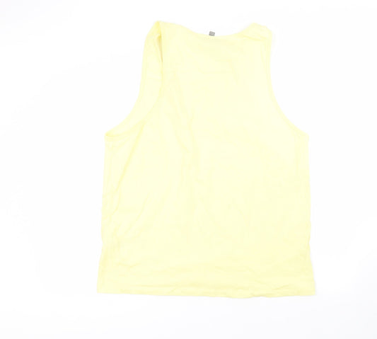 ASOS Womens Yellow  Cotton Basic Tank Size L Round Neck