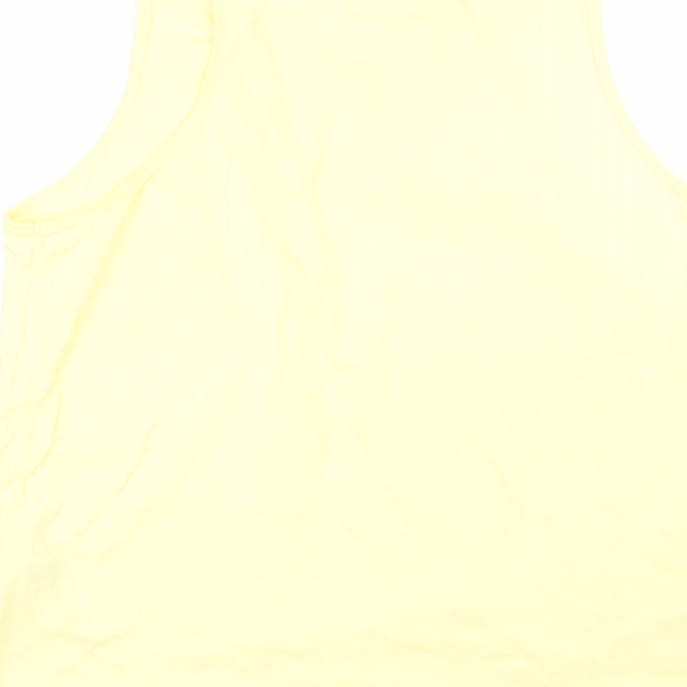 ASOS Womens Yellow  Cotton Basic Tank Size L Round Neck