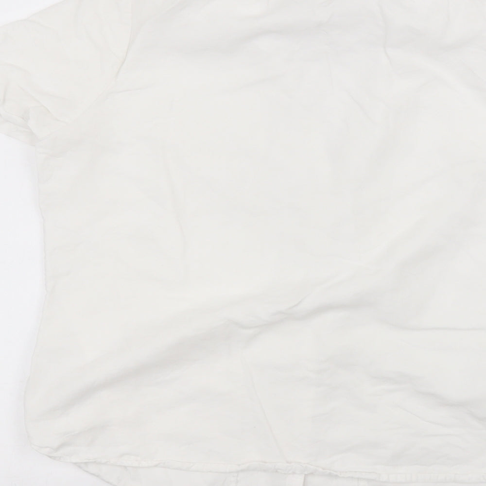 Marks and Spencer Womens White  Lyocell Basic Button-Up Size 12 Collared
