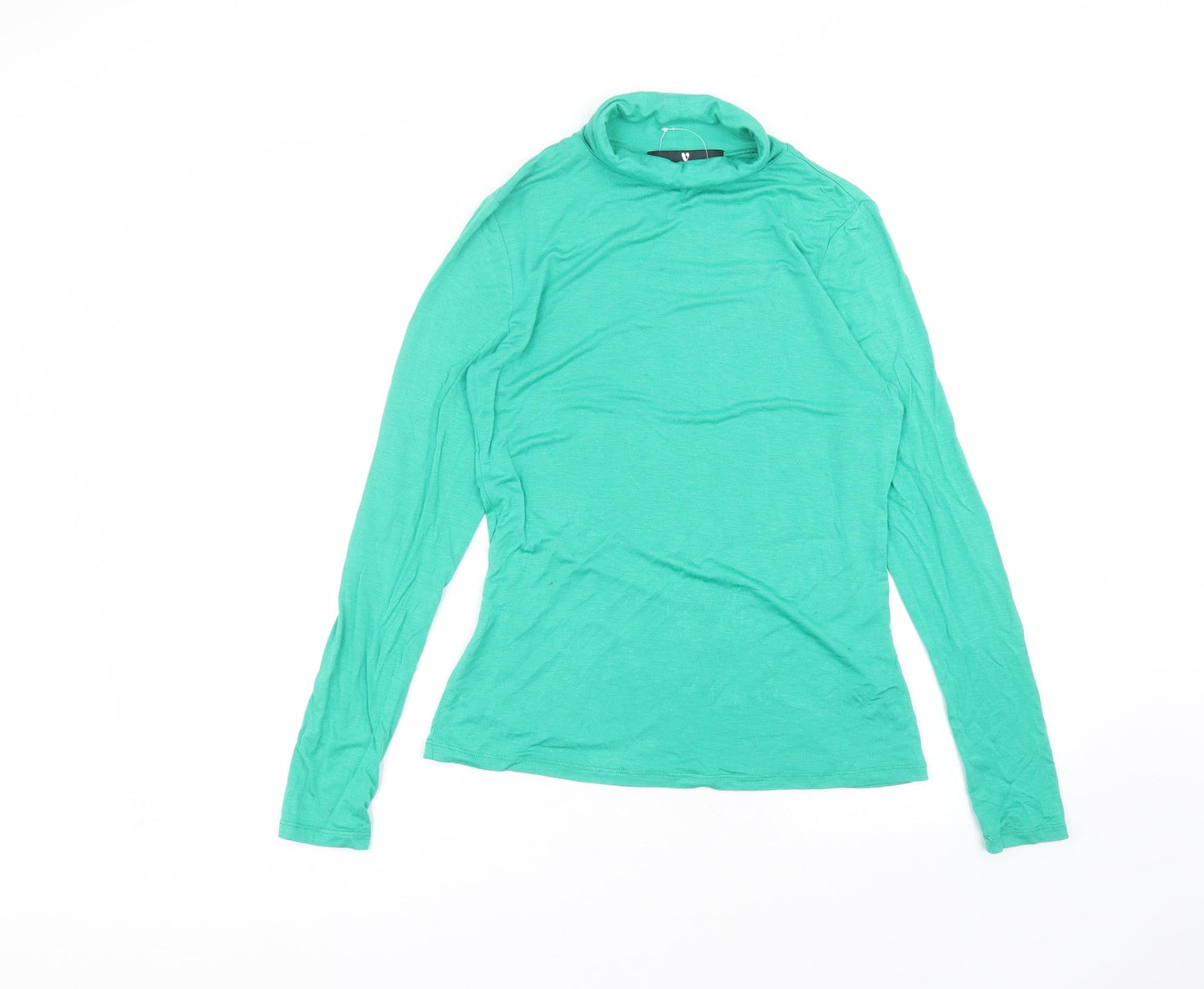Very Womens Green  Viscose Basic T-Shirt Size 10 Roll Neck