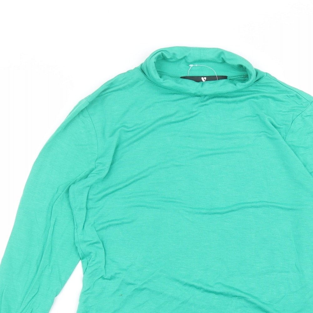 Very Womens Green  Viscose Basic T-Shirt Size 10 Roll Neck