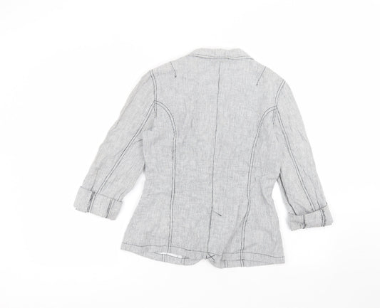 M&Co Womens White Striped  Jacket  Size 8