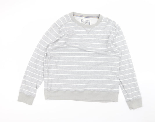 Debinhams Womens Grey Round Neck Striped Cotton Pullover Jumper Size XL