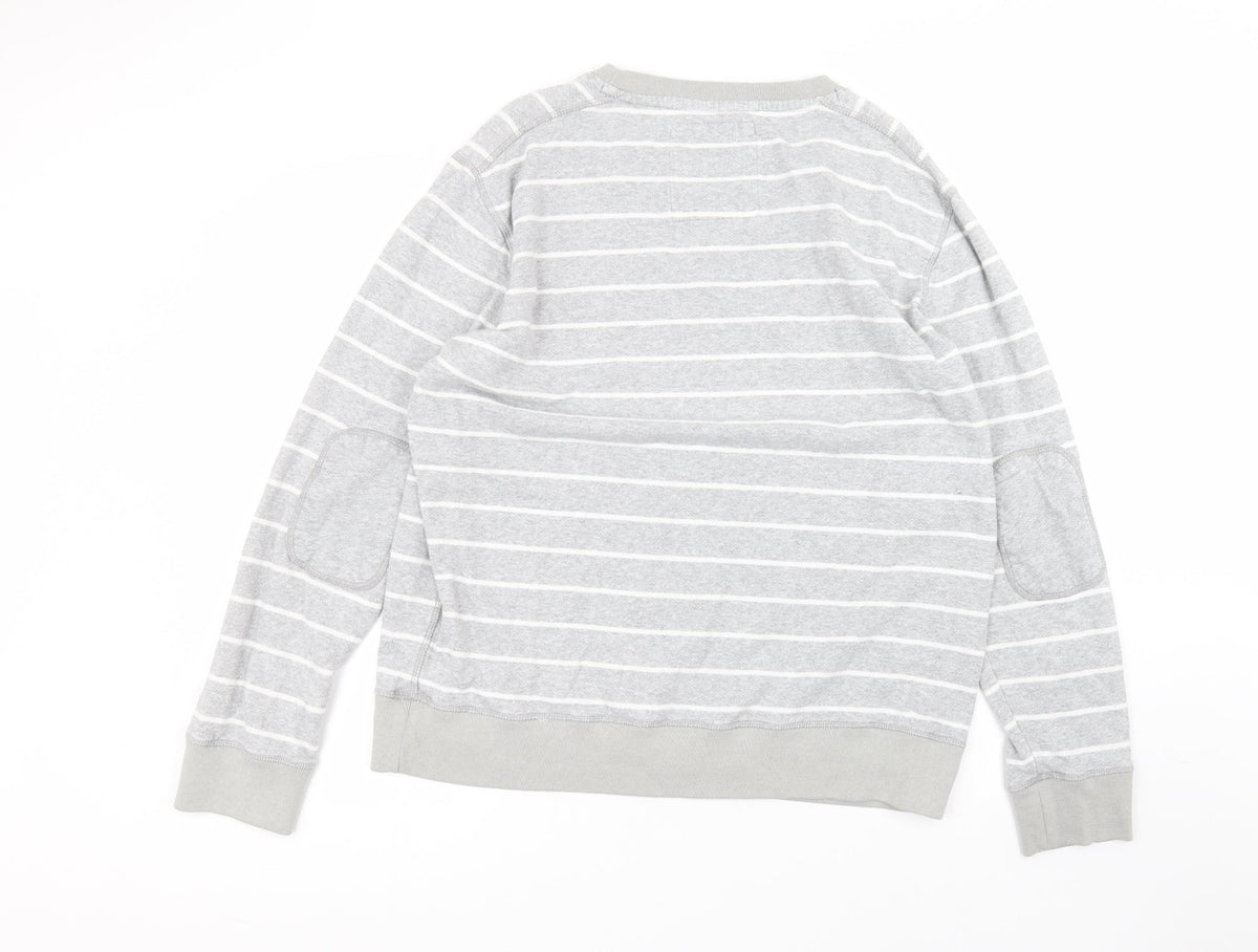 Debenhams Womens Grey Round Neck Striped Cotton Pullover Jumper Size XL