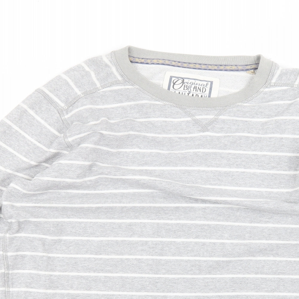 Debenhams Womens Grey Round Neck Striped Cotton Pullover Jumper Size XL