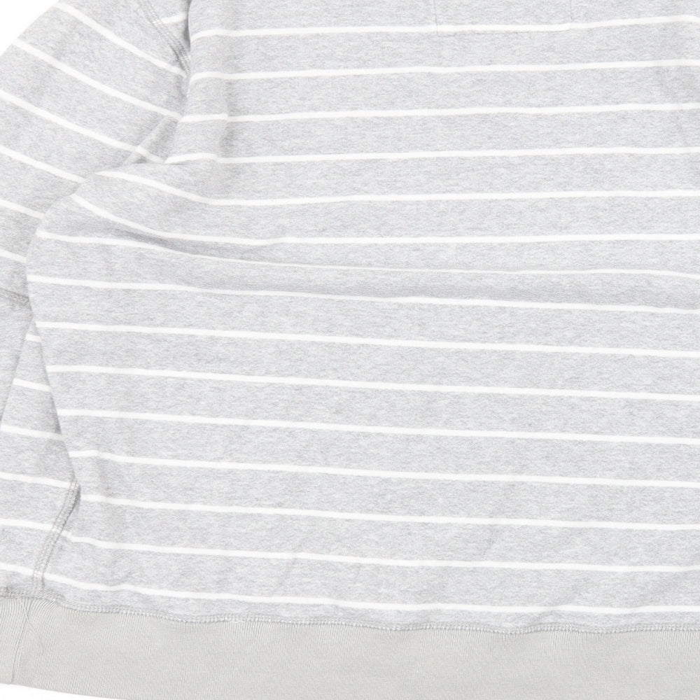 Debenhams Womens Grey Round Neck Striped Cotton Pullover Jumper Size XL