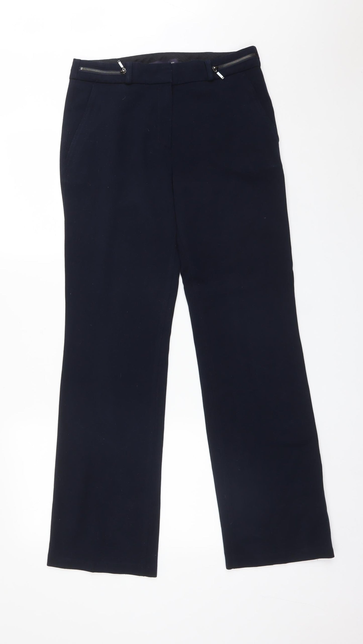 M&S Womens Blue  Polyester Dress Pants Trousers Size 8 L31 in Regular