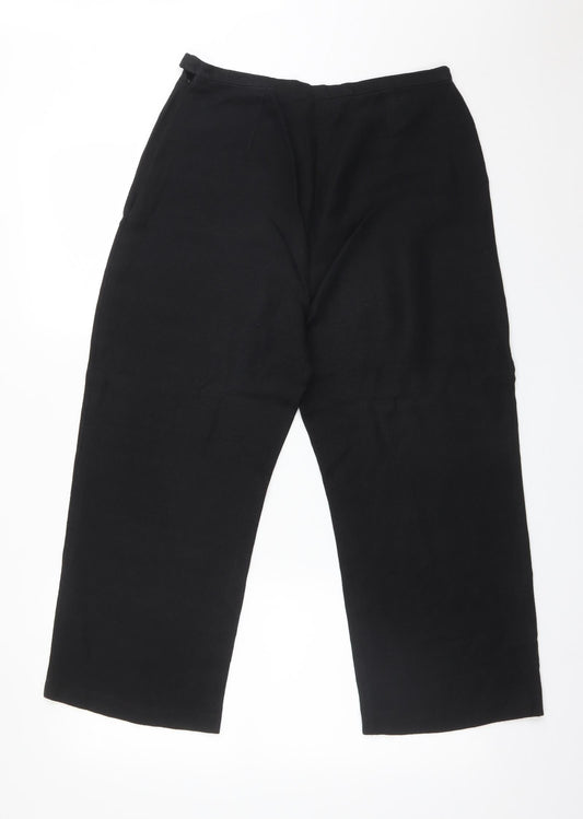 Wallis Womens Black  Linen Trousers  Size 12 L23 in Regular