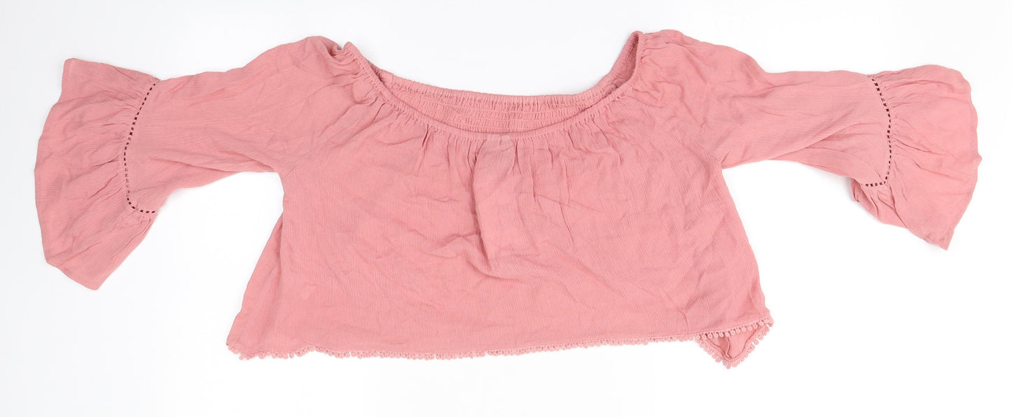 ASOS Womens Pink  Viscose Basic T-Shirt Size 4 Round Neck