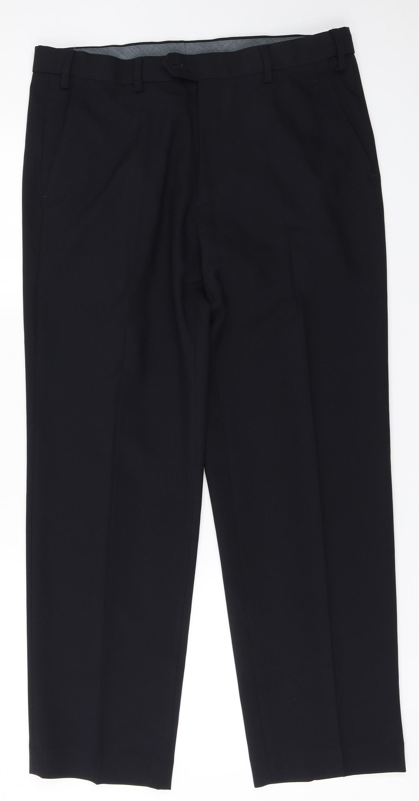 Marks and Spencer Womens Blue  Polyester Trousers  Size 34 in L25 in Regular