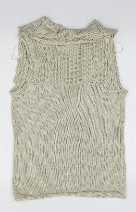David Emanuel Womens Beige V-Neck  Acrylic Cardigan Jumper Size 12