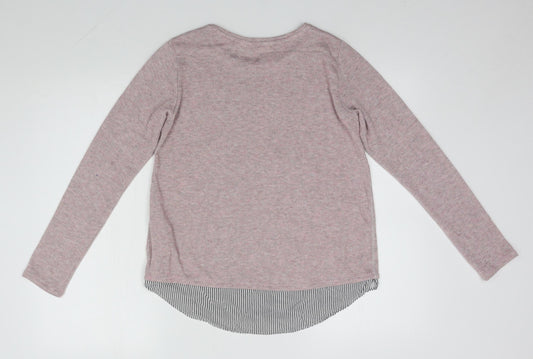 H&M Girls Pink Round Neck  Polyester Pullover Jumper Size 12-13 Years