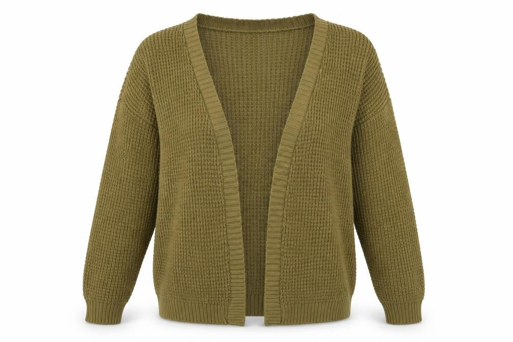 Boohoo Womens Brown V-Neck  Acrylic Cardigan Jumper Size S