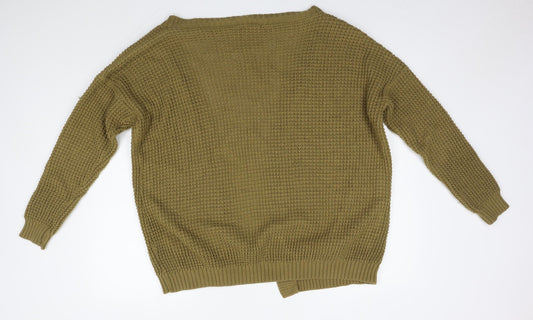 Boohoo Womens Brown V-Neck  Acrylic Cardigan Jumper Size S