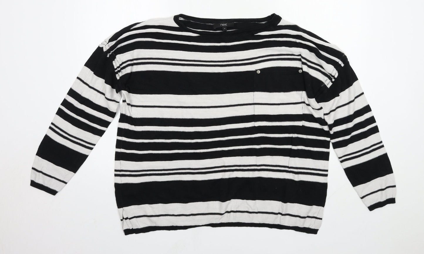 NEXT Womens Multicoloured Round Neck Striped Cotton Pullover Jumper Size 16