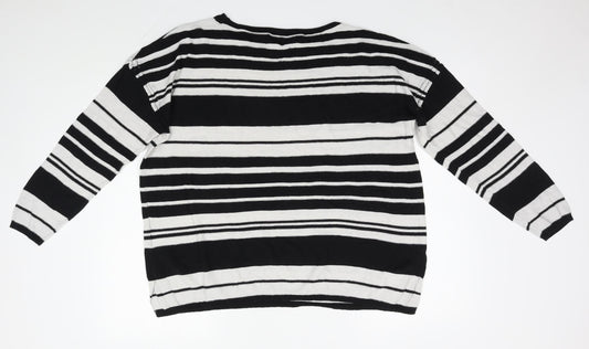 NEXT Womens Multicoloured Round Neck Striped Cotton Pullover Jumper Size 16