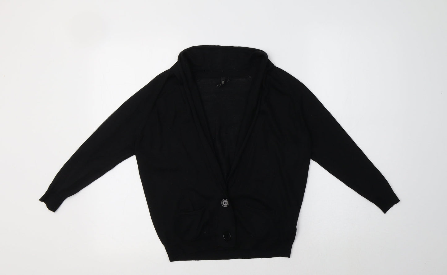 Topshop Womens Black V-Neck  Acrylic Shrug Jumper Size 8
